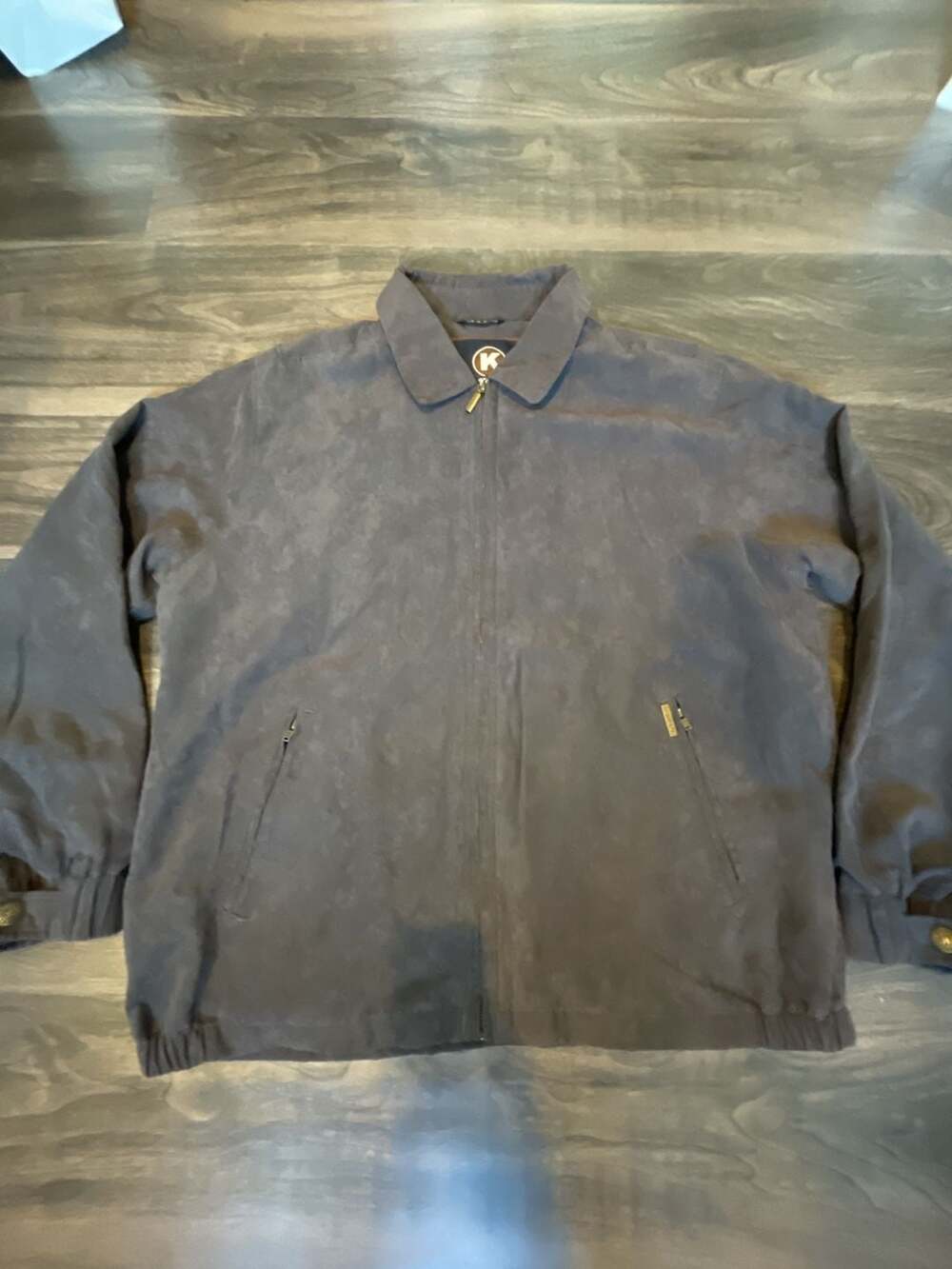 Kenpo Vintage Microsuede Full Zip Jacket with Gold Hardware
